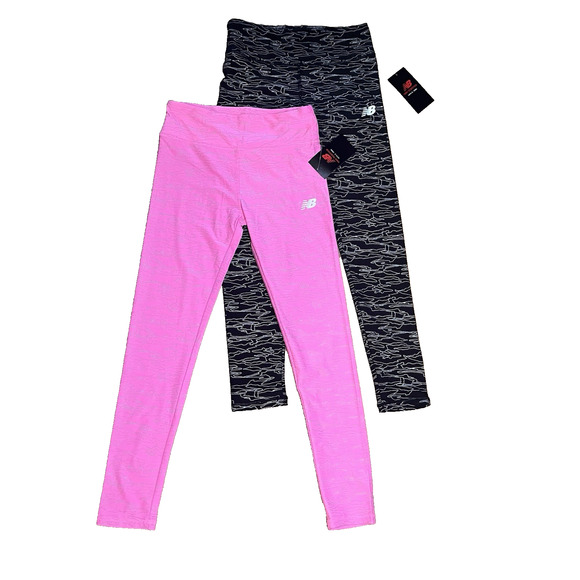 New Balance Other - New Balance Girls Printed Performance High Rise Leggings Large 14/16 Black PinK